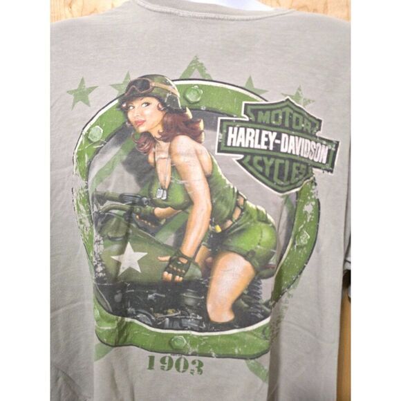 Vintage Harley-Davidson 1903 Pin-Up T-Shirt Gray Biker Tee Auckland New Zealand - Picture 4 of 10